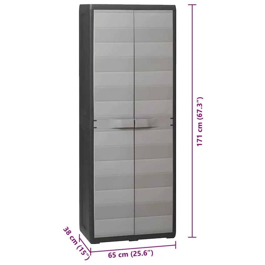 Armoire de rangement de jardin avec 3 étagères Noir et gris - 9