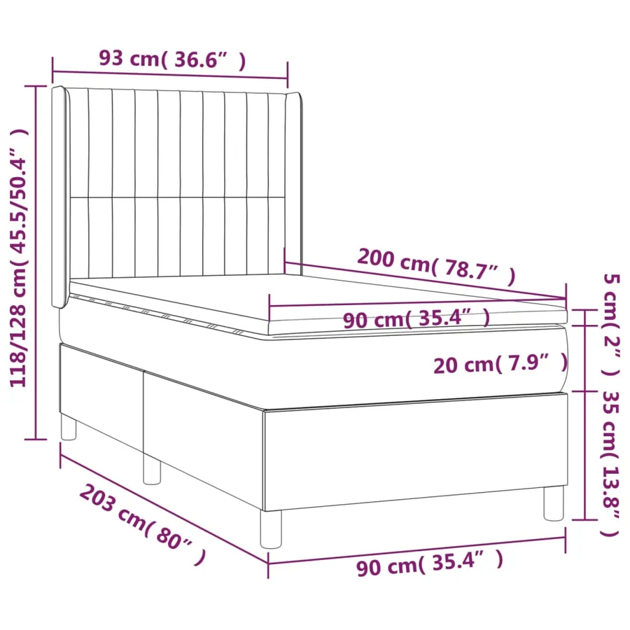 Sommier à lattes de lit avec matelas Gris clair 90x200 cm Tissu - 7