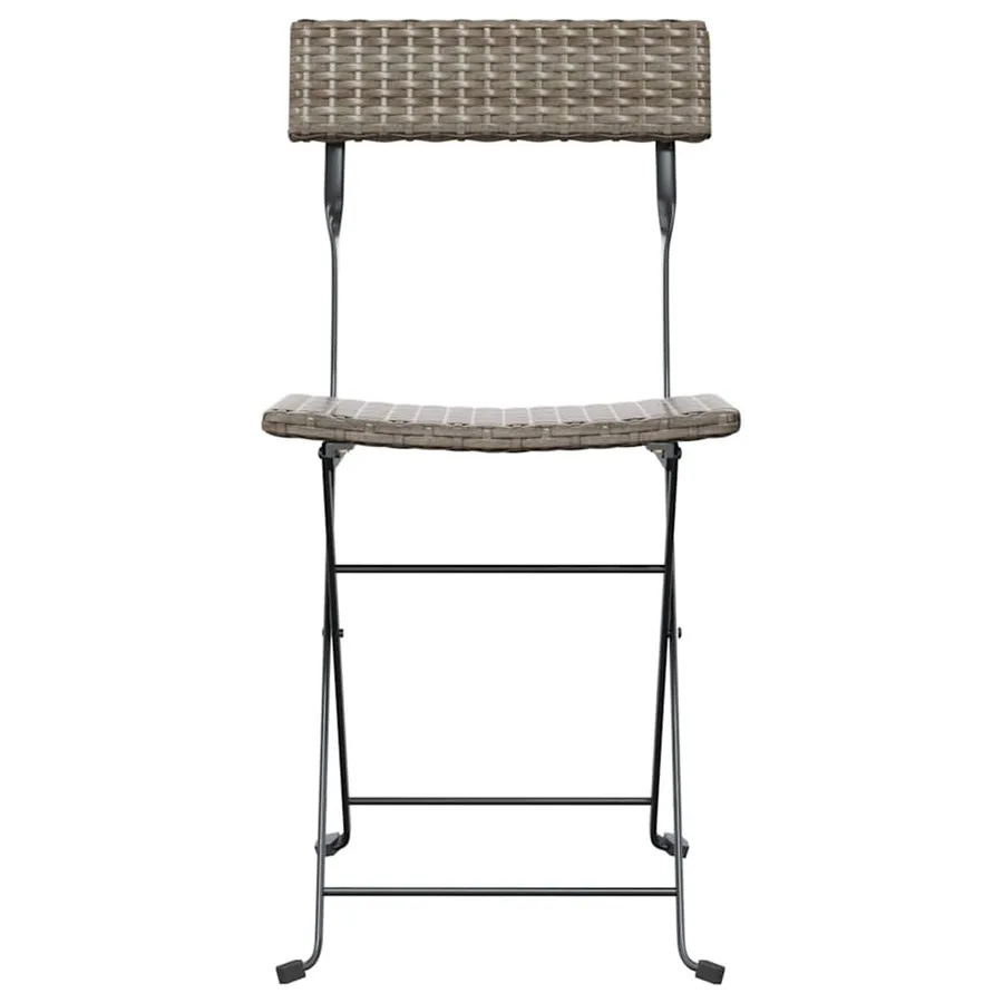 Chaises de bistrot pliantes lot de 6 Gris Résine tressée acier - 4