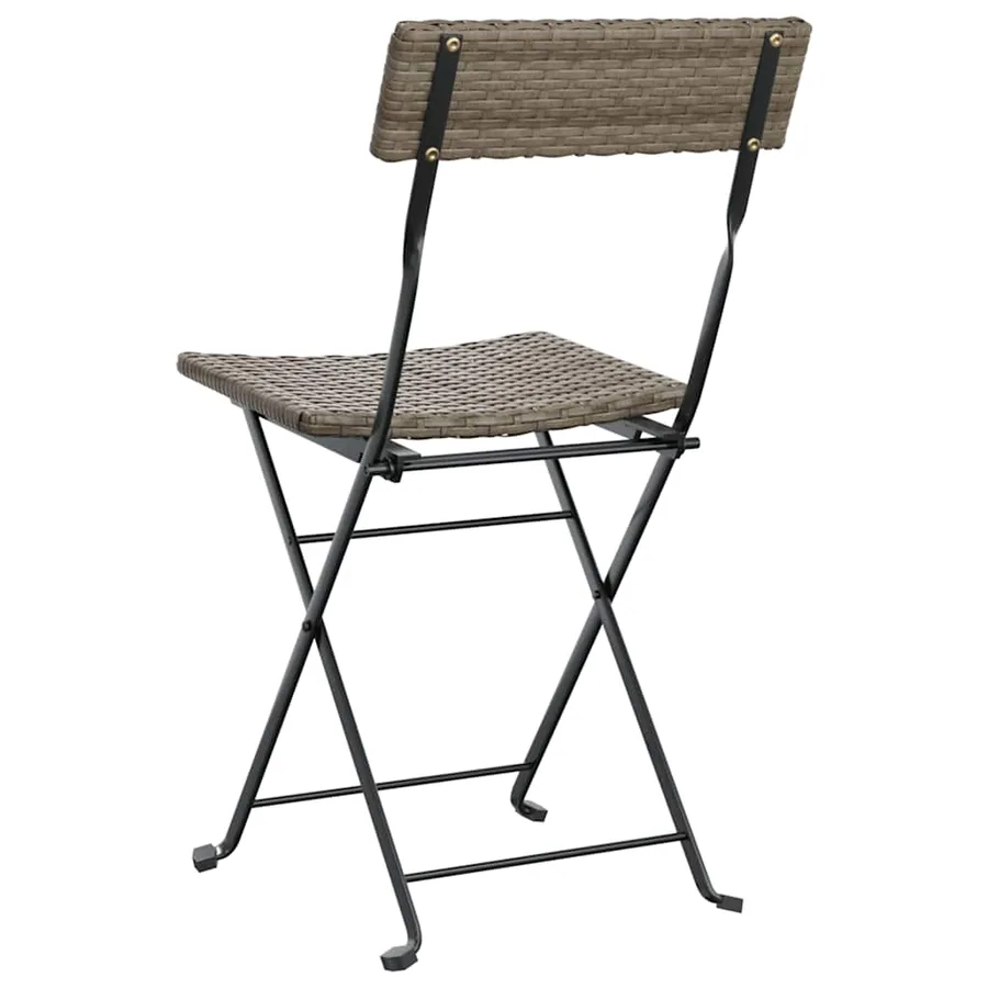Chaises de bistrot pliantes lot de 6 Gris Résine tressée acier - 7