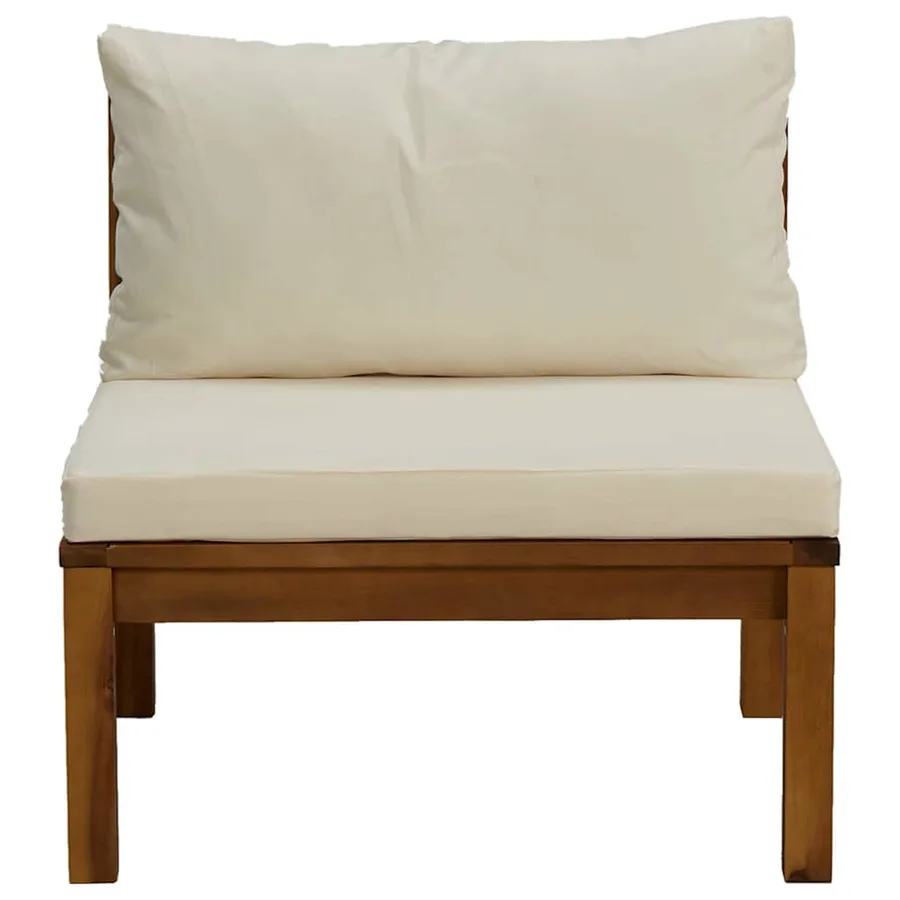 Salon de jardin 3 pcs avec coussins blanc crème Bois d'acacia - 12