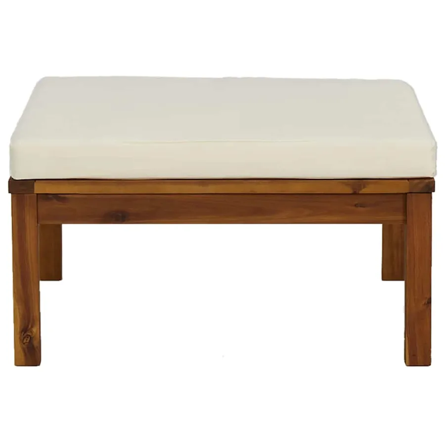 Salon de jardin 3 pcs avec coussins blanc crème Bois d'acacia - 8