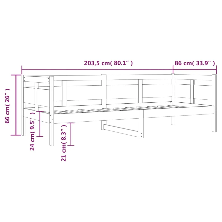 Lit de jour sans matelas blanc bois de pin massif 80x200 cm - 11