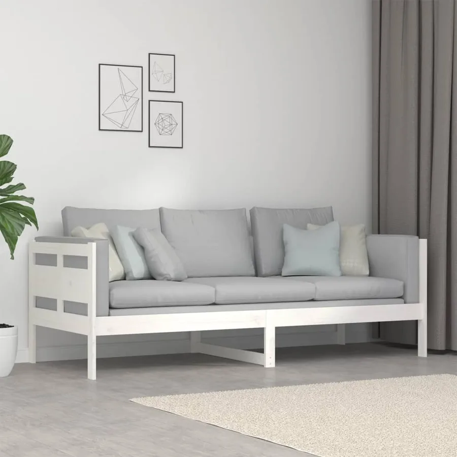 Lit de jour sans matelas blanc bois de pin massif 80x200 cm - 9