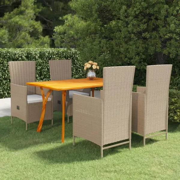 Ensemble à manger de jardin 5 pcs Beige