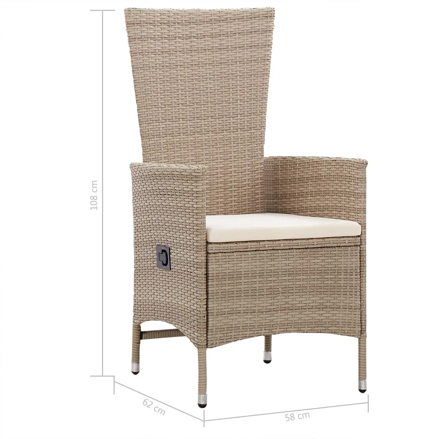 Ensemble à manger de jardin 5 pcs Beige - 10