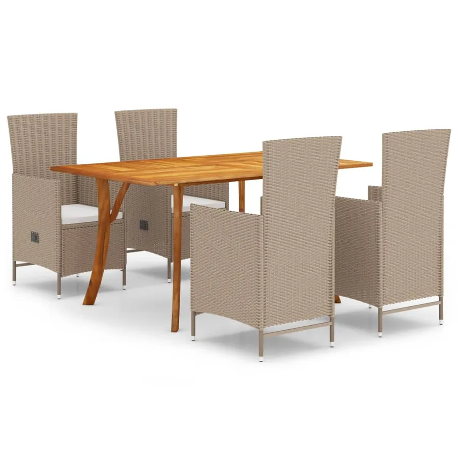 Ensemble à manger de jardin 5 pcs Beige - 2