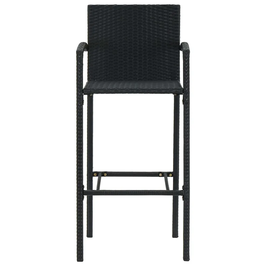 Tabourets de bar lot de 4 noir résine tressée - 3
