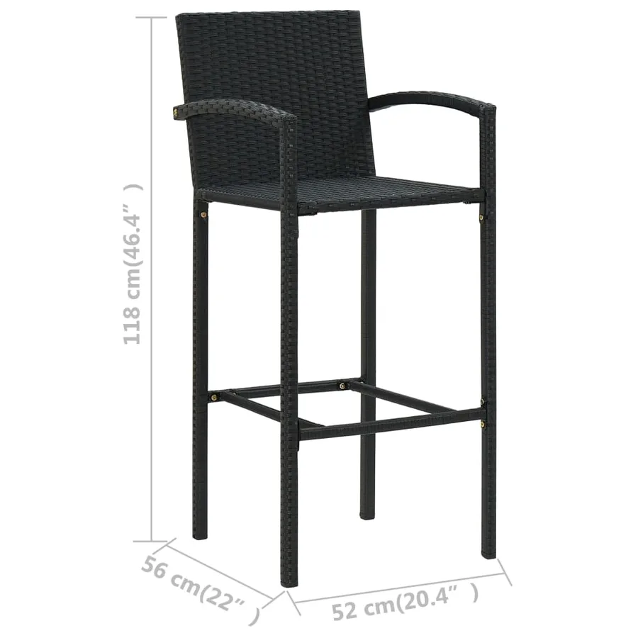 Tabourets de bar lot de 4 noir résine tressée - 8
