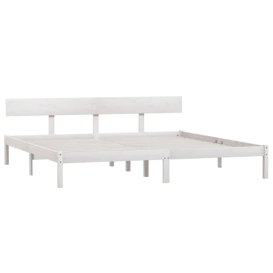 Cadre de lit sans matelas blanc bois massif - 3