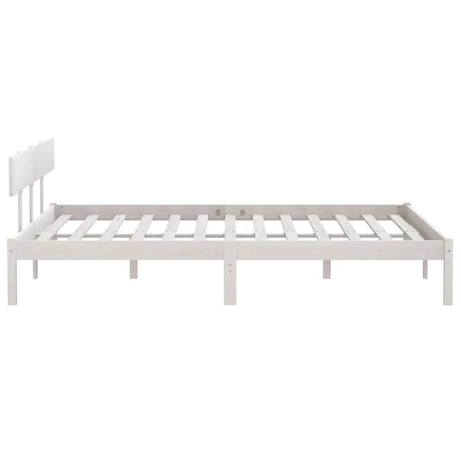 Cadre de lit sans matelas blanc bois massif - 5