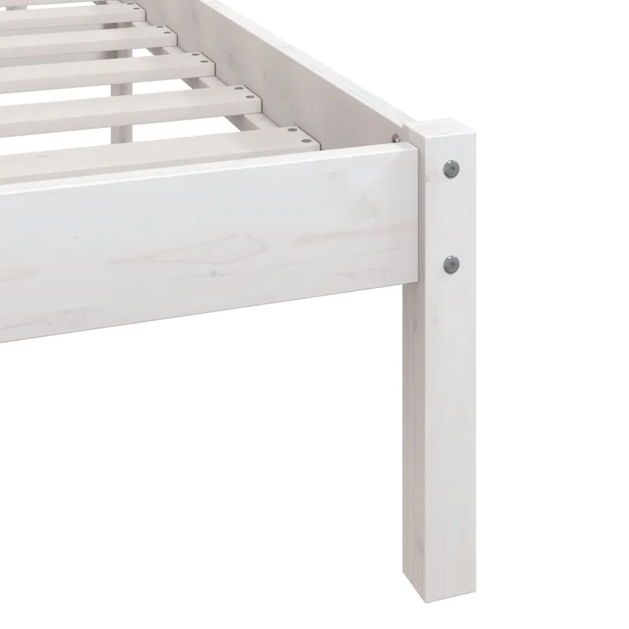 Cadre de lit sans matelas blanc bois massif - 7