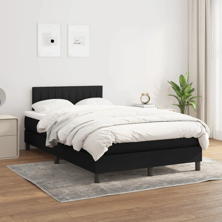Sommier à lattes de lit avec matelas Noir 120x200 cm Tissu