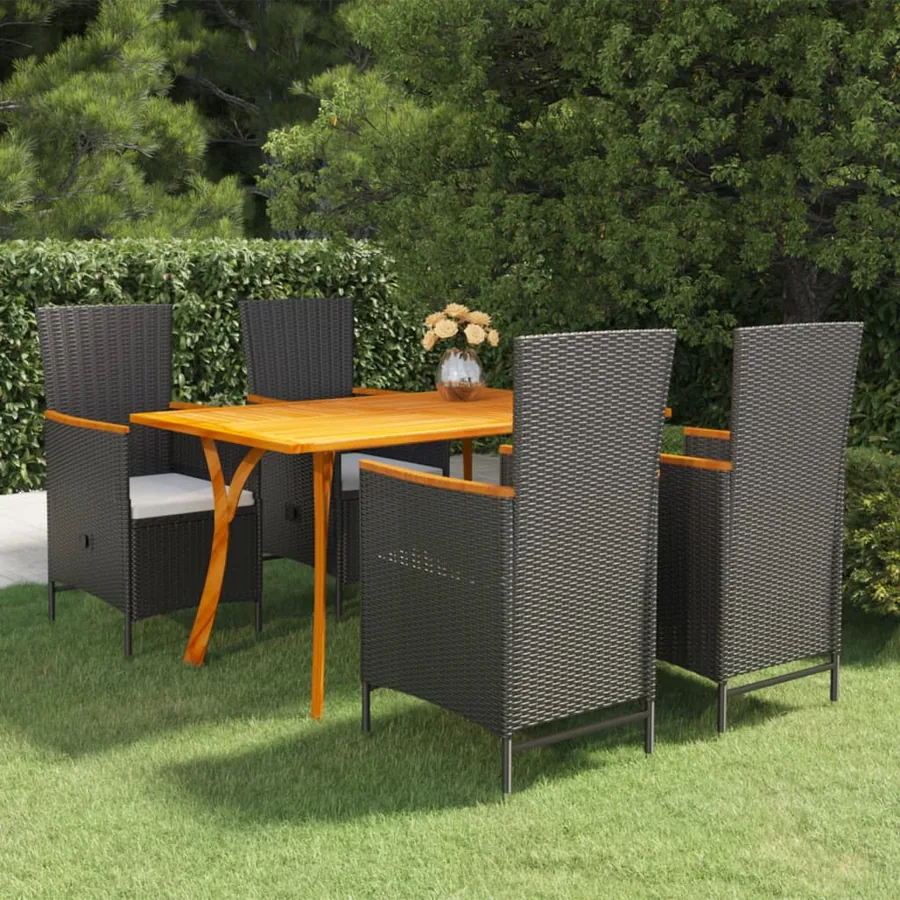 Ensemble à manger de jardin 5 pcs Noir