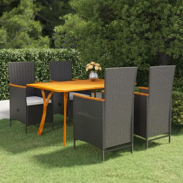 Ensemble à manger de jardin 5 pcs Noir