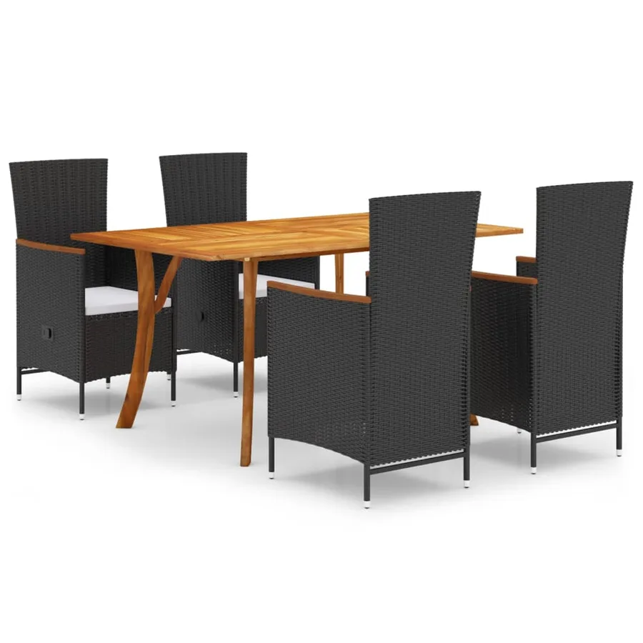 Ensemble à manger de jardin 5 pcs Noir - 2