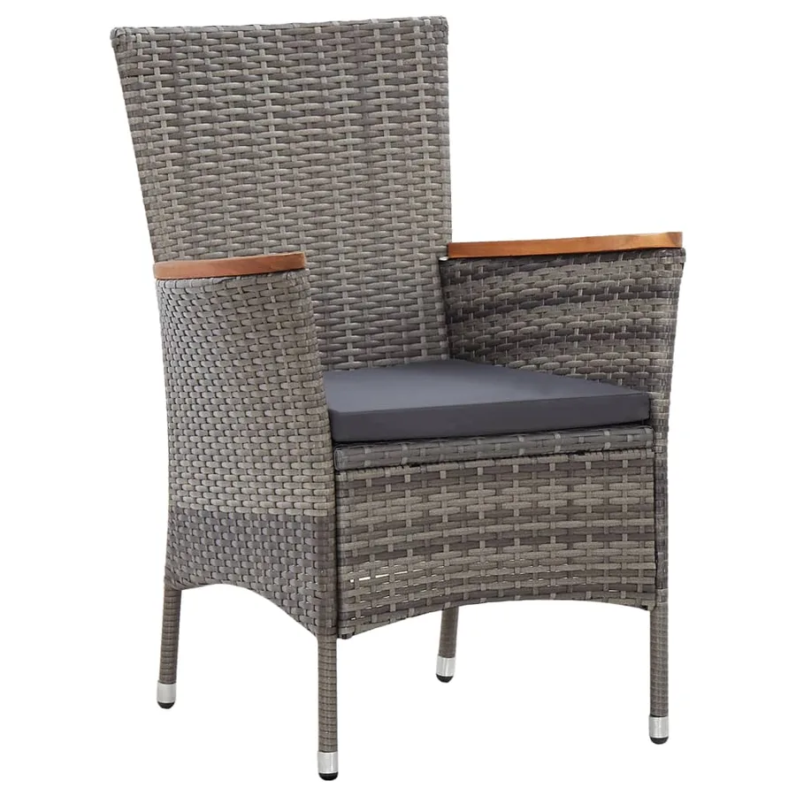 Ensemble à manger de jardin 7 pcs coussins Résine tressée Gris - 6