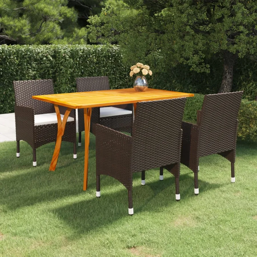 Ensemble à manger de jardin 5 pcs Marron