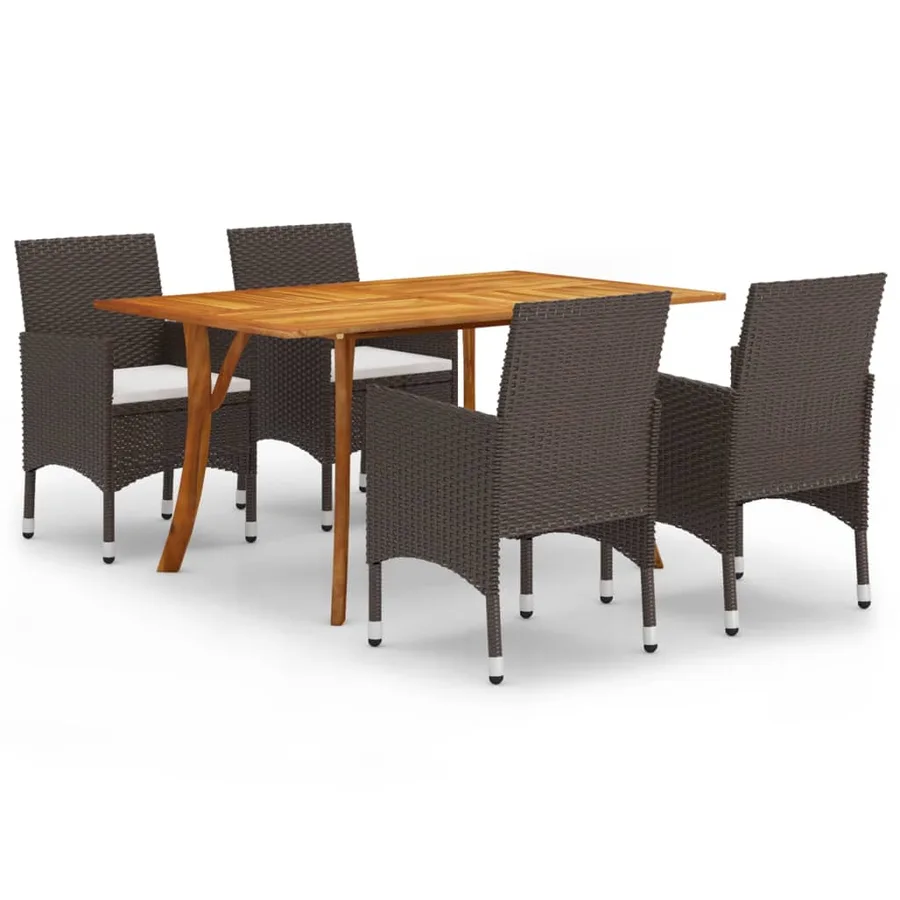 Ensemble à manger de jardin 5 pcs Marron - 2