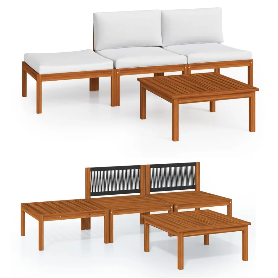 Salon de jardin 4 pièces avec coussins Crème 63 x 63 cm - 2