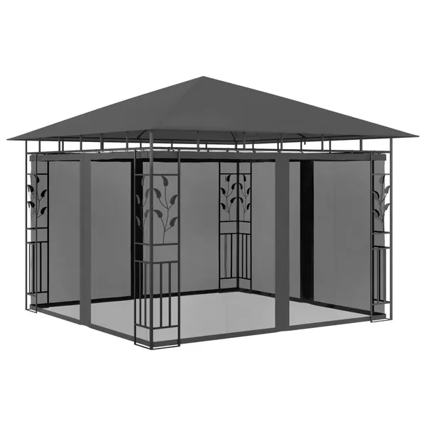 Belvédère avec moustiquaire 3x3x2,73 m Anthracite 180 g/m²
