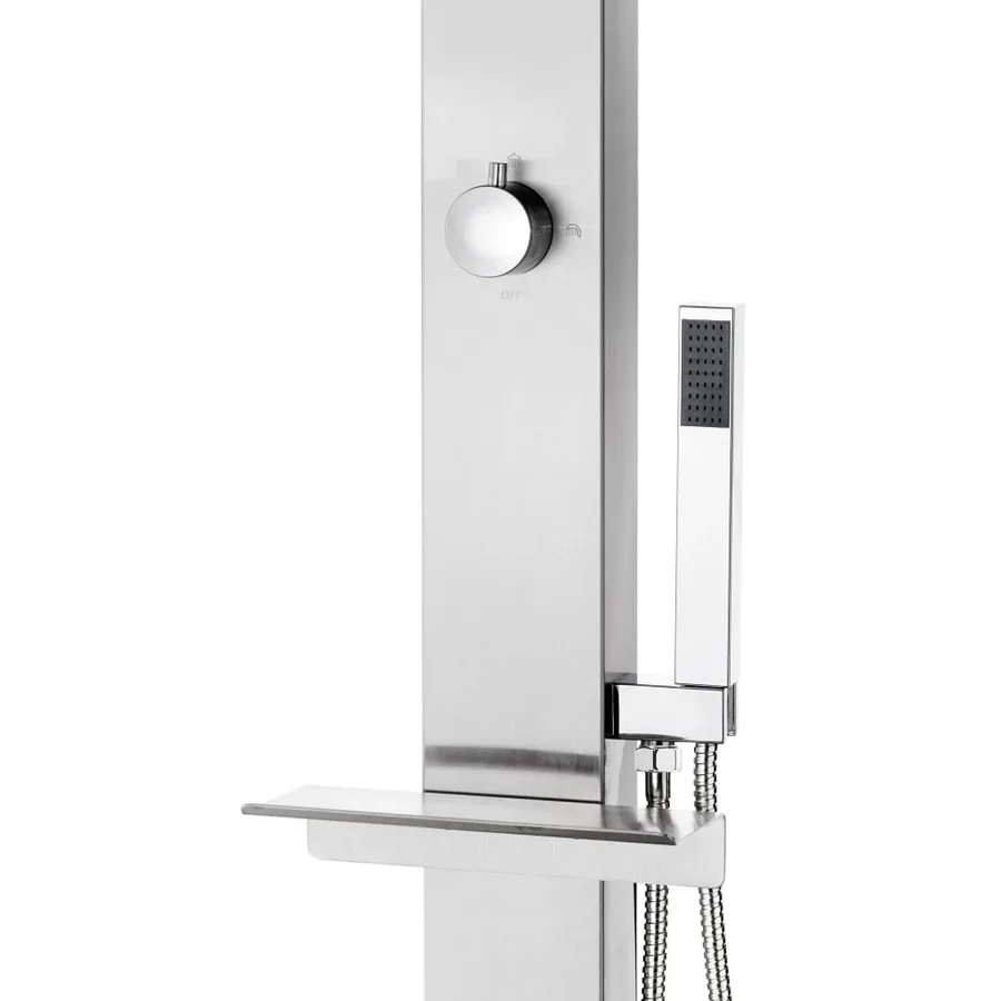 Douche de jardin avec base gris 225 cm Acier inoxydable - 9