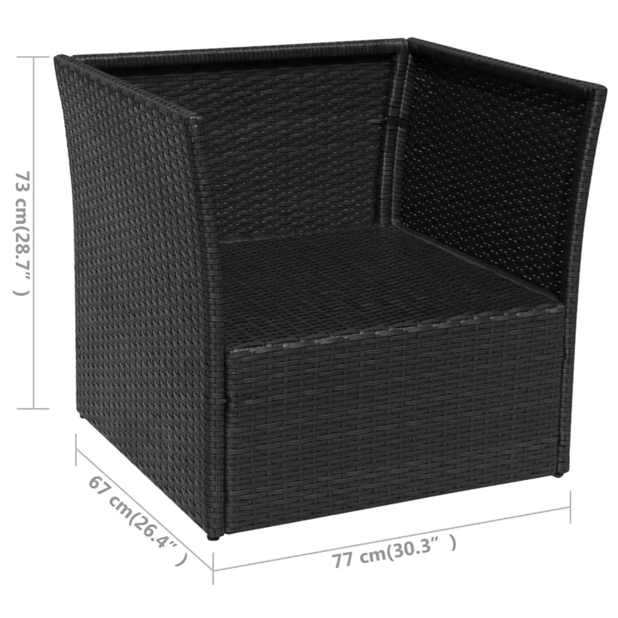 Chaise de jardin avec tabouret Noir Résine tressée - 11