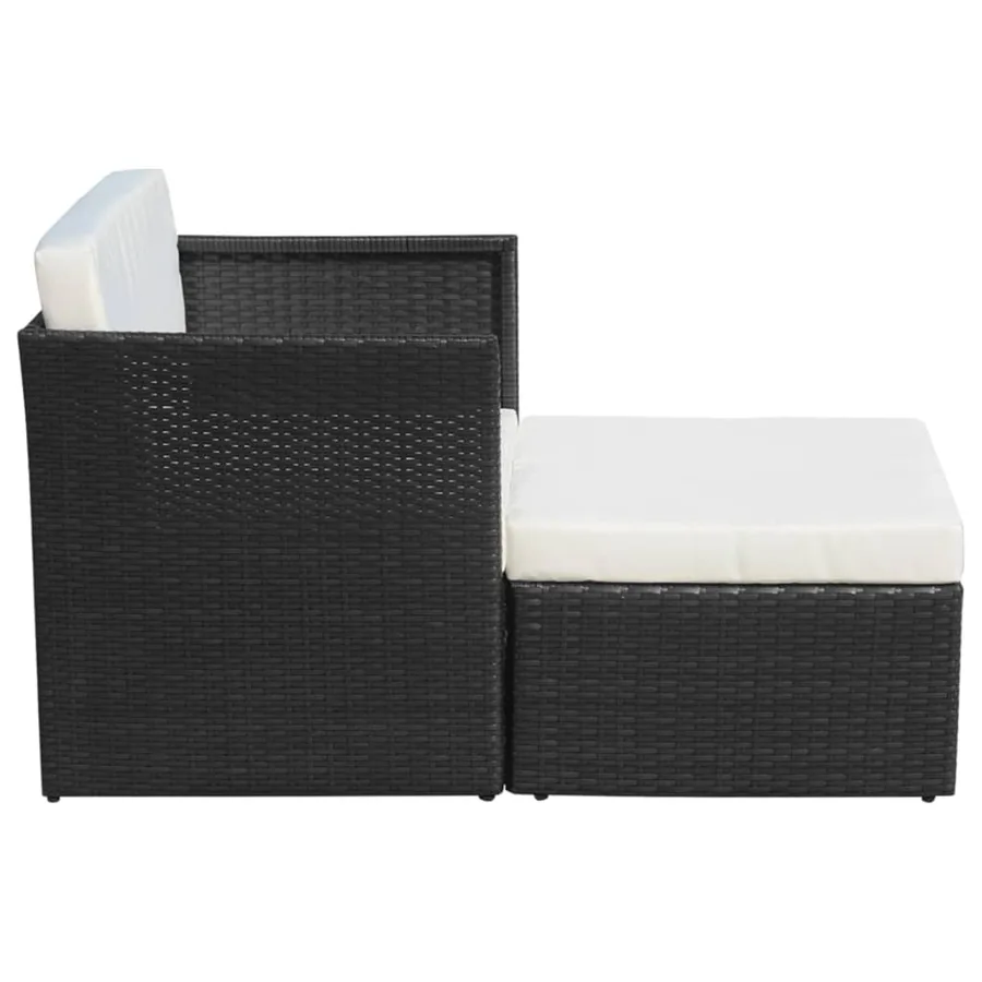 Chaise de jardin avec tabouret Noir Résine tressée - 5