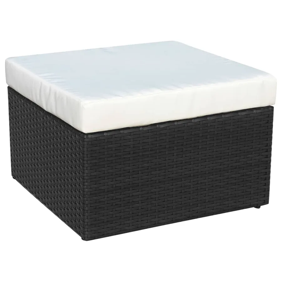 Chaise de jardin avec tabouret Noir Résine tressée - 8