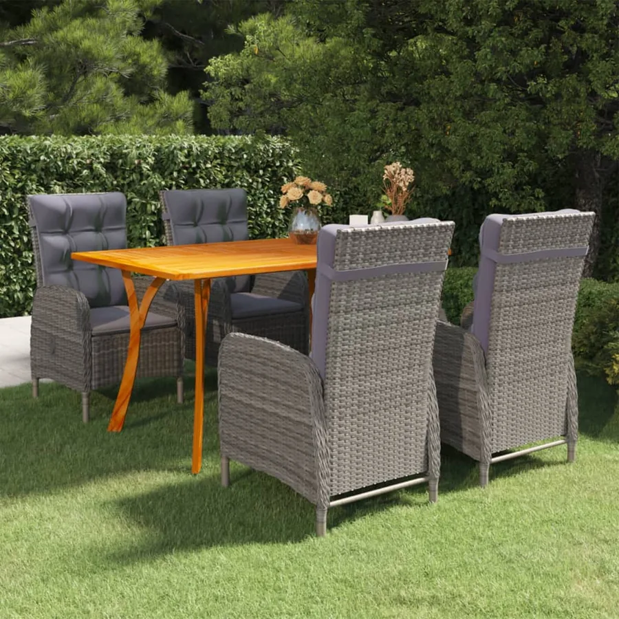 Ensemble à manger de jardin 5 pcs Gris