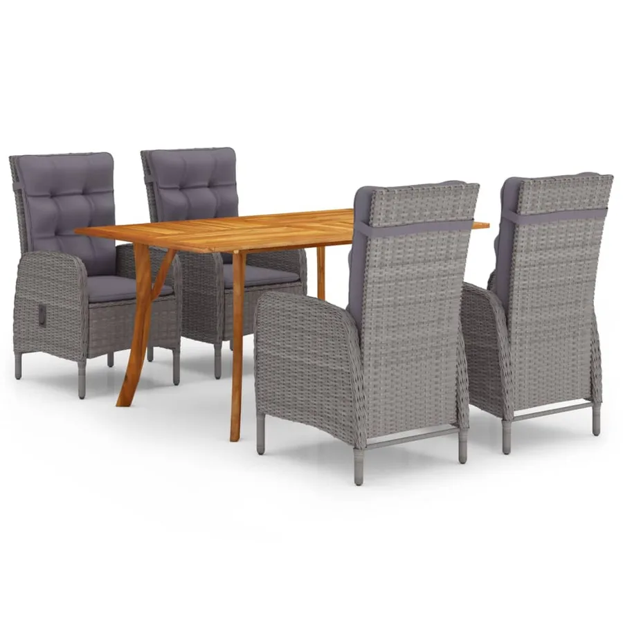 Ensemble à manger de jardin 5 pcs Gris - 2