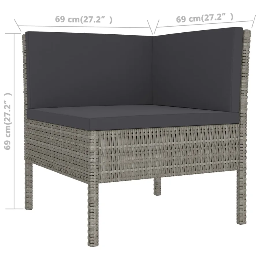 Salon de jardin 9 pcs avec coussins Résine tressée Gris - 6
