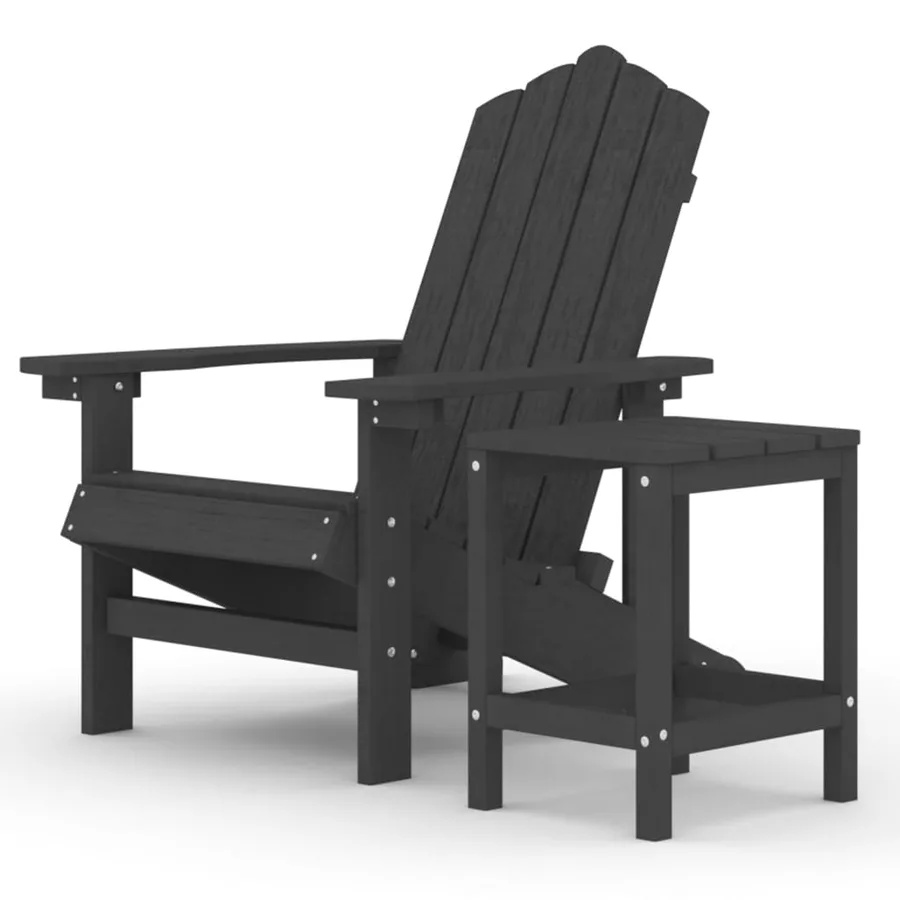 Chaise de jardin Adirondack avec table PEHD Anthracite - 2