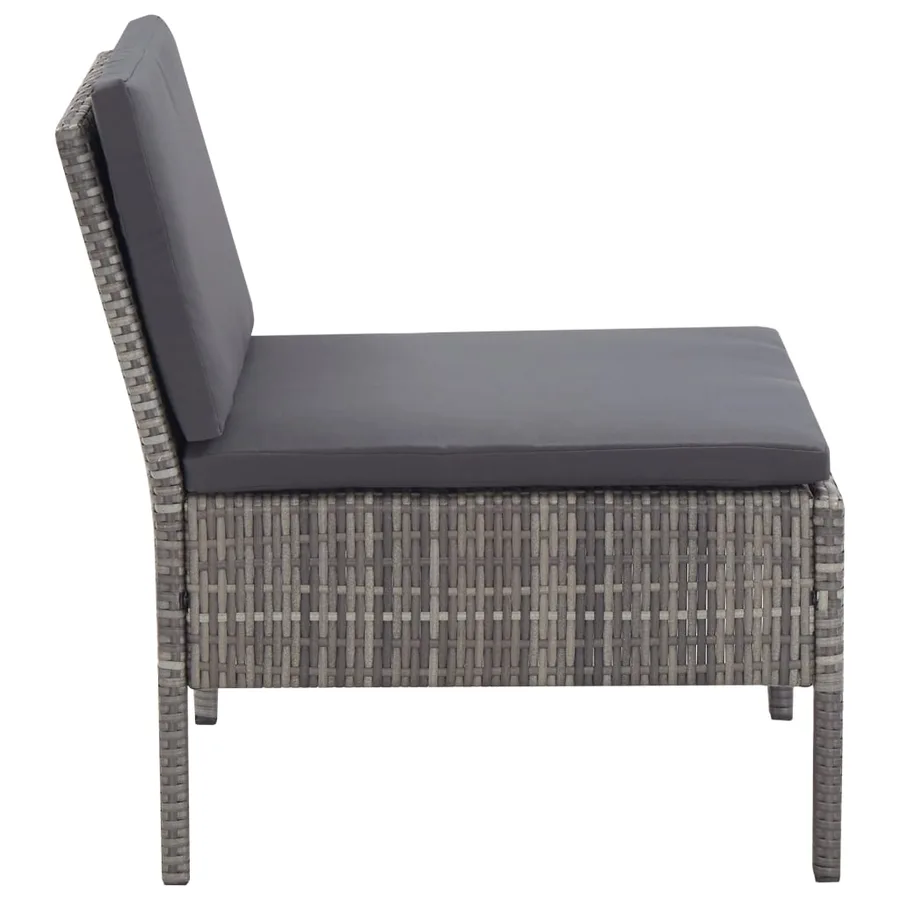 Salon de jardin 6 pcs avec coussins résine tressée gris - 11
