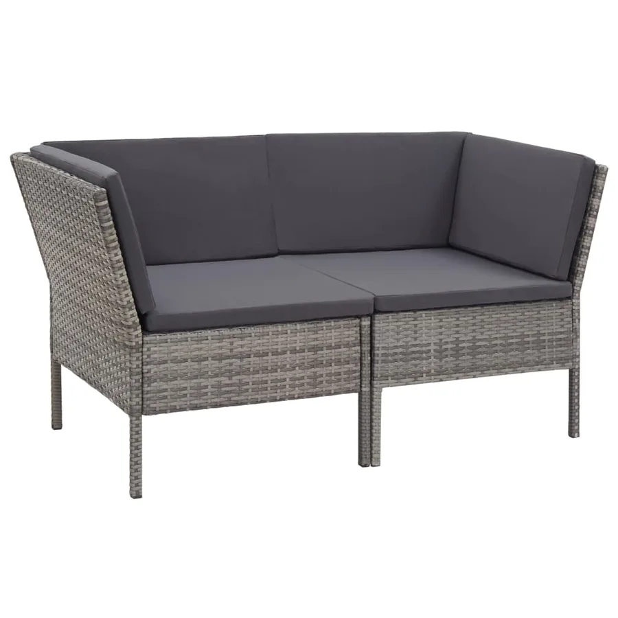Salon de jardin 6 pcs avec coussins résine tressée gris - 3