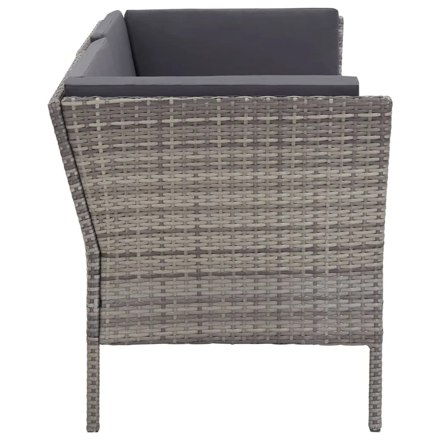 Salon de jardin 6 pcs avec coussins résine tressée gris - 5