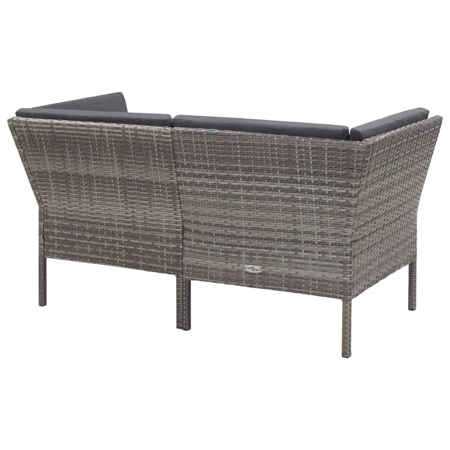 Salon de jardin 6 pcs avec coussins résine tressée gris - 6