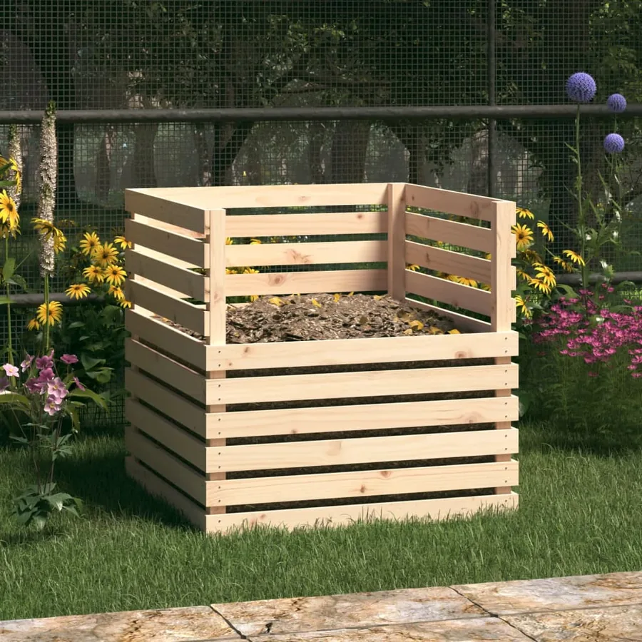 Composteur 80x80x78 cm Bois massif de pin
