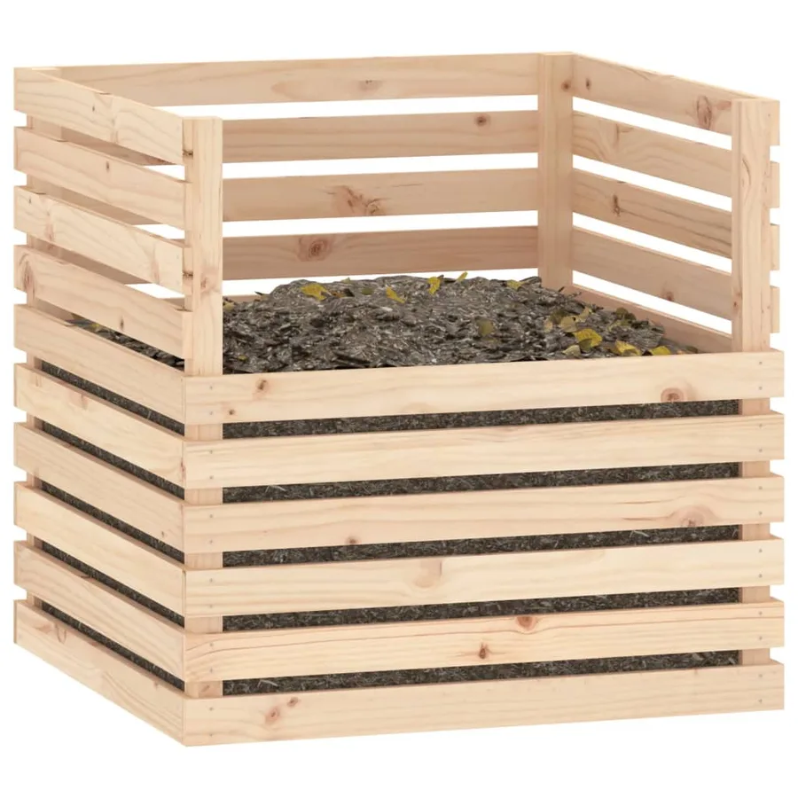 Composteur 80x80x78 cm Bois massif de pin - 4