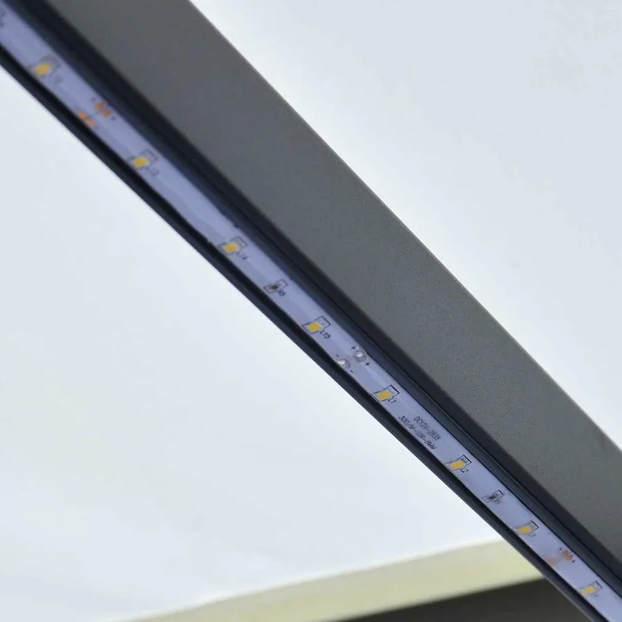 Auvent manuel rétractable avec LED 300x250 cm Crème - 6