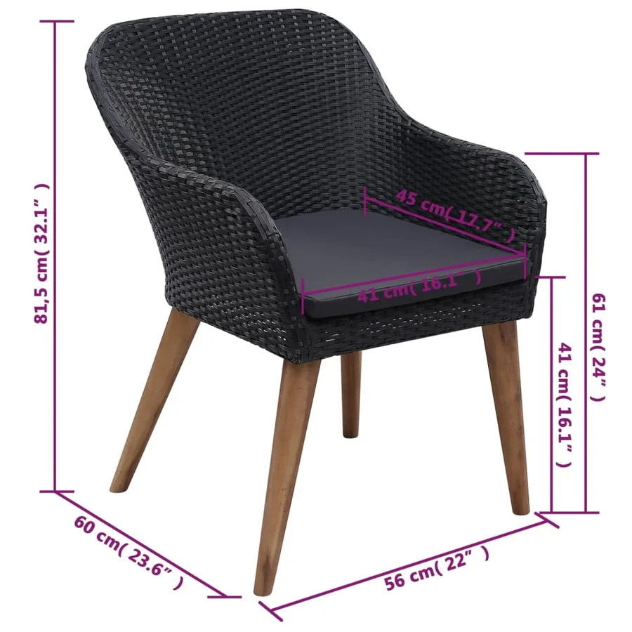 Ensemble à manger de jardin 5 pcs noir - 10