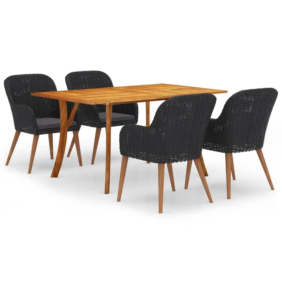 Ensemble à manger de jardin 5 pcs noir - 2