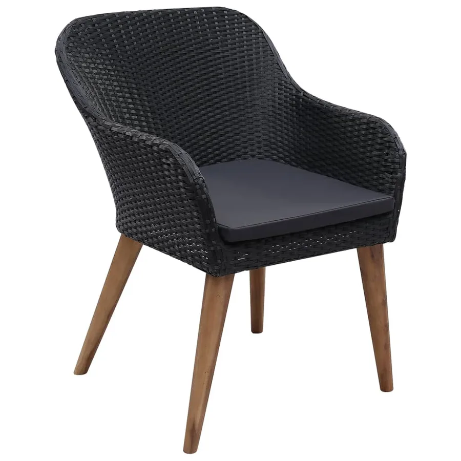 Ensemble à manger de jardin 5 pcs noir - 7