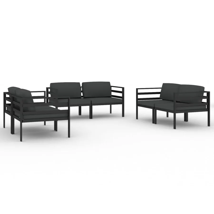 Salon de jardin 6 pcs avec coussins Aluminium Anthracite - 2