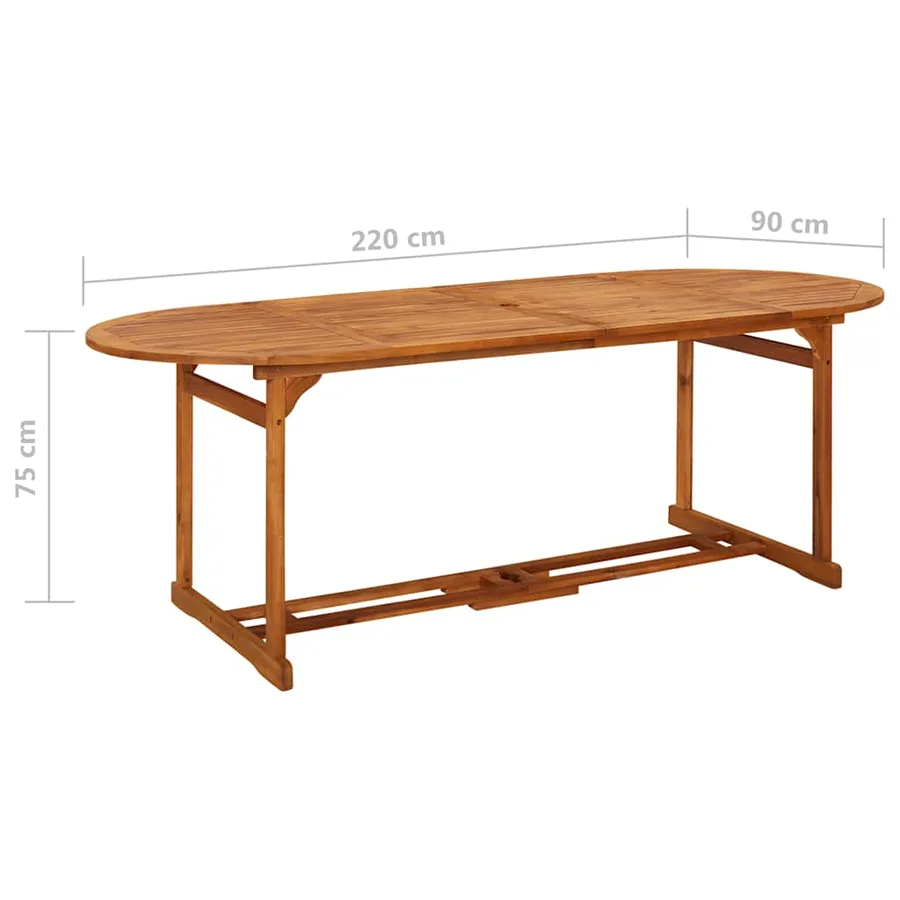 Ensemble à manger de jardin 9 pcs 220x90x75 cm bois d'acacia - 12