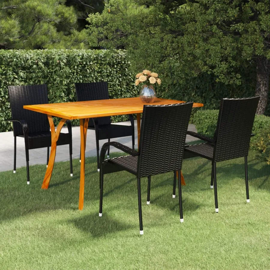 Ensemble à manger de jardin 5 pcs Noir
