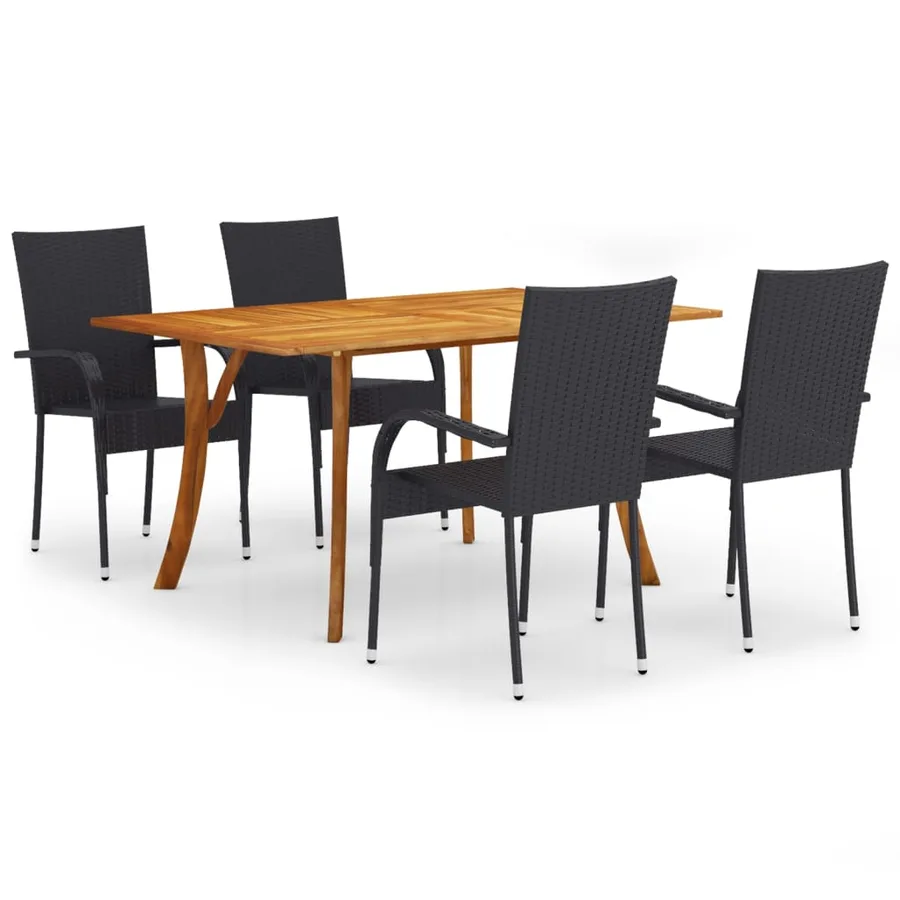 Ensemble à manger de jardin 5 pcs Noir - 2