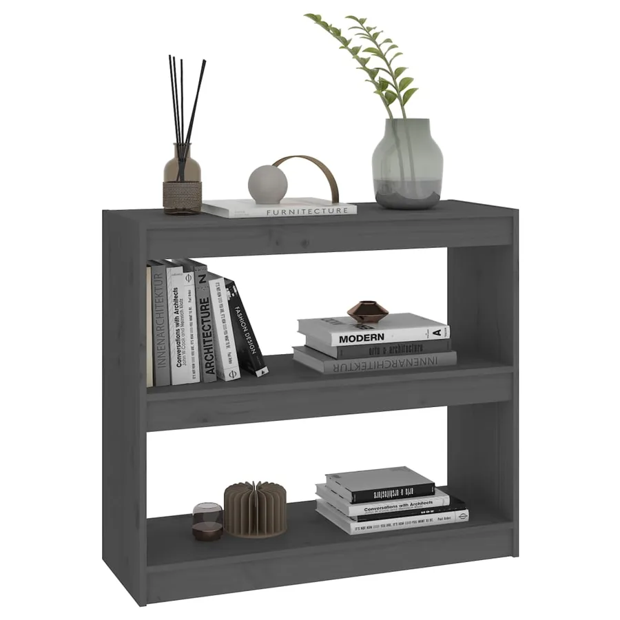 Bibliothèque/Séparateur de pièce Gris 80x30x71,5 cm Pin massif - 4