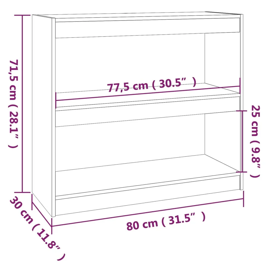 Bibliothèque/Séparateur de pièce Gris 80x30x71,5 cm Pin massif - 8