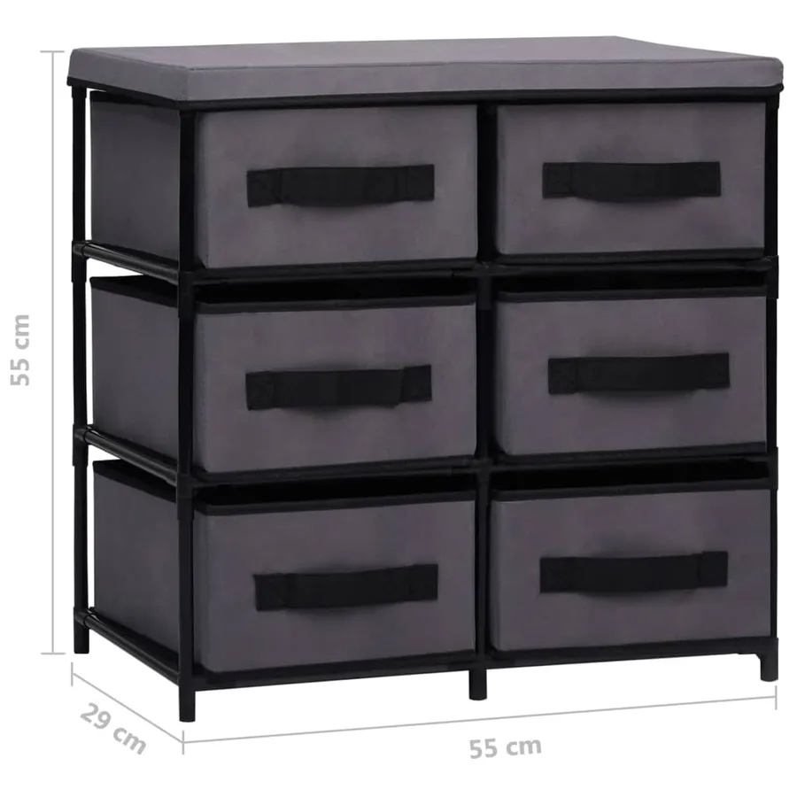 Armoire de rangement à 6 tiroirs 55x29x55 cm Gris Acier - 10